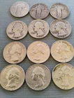 12 Silver QUARTER LOT Various years 12 coins silver