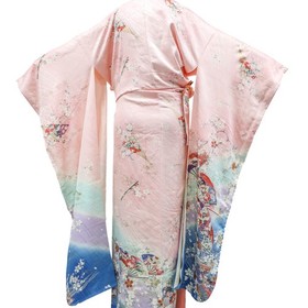 Japanese Vintage Kimono Furisode Silk Gold Auspicious Made in Japan eb-1999