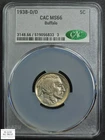 1938 D/D RPM Repunched Mintmark Buffalo Nickel 5C CACG MS 66 CAC