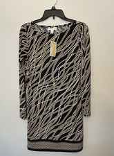 NWT Michael Kors Dress Womens SZ XS Black/Gold Chain/Pearl Pattern Party Dress 