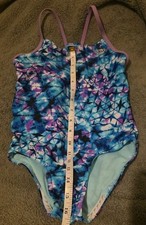 Speedo Swimsuit Girls Size S one-piece Racerback Purple Blue Pink Tie Dye