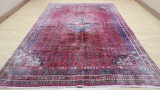 Large Oriental Carpet Rug Hand Made Wool Vintage Living Room 9ft 9" x 6ft 7"