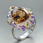 Jewelry gem Natural Smoky Quartz Ring 925 Sterling Silver Size 7 /R469186
