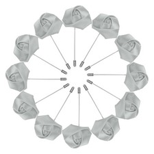 12 Pcs Groom Boutonnieres Rose Boutonnieres Pins Silver Grey