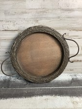 Decorative Wooden Tray With Metal Handles 14" Round