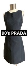 USED PRADA SLEEVELESS NYLON STITCH DRESS, SIZE 42, BLACK GOOD