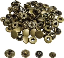 50 Sets 12.5mm Antique Bronze Metal Snap Fasteners, Heavy Duty Snap Buttons Pres