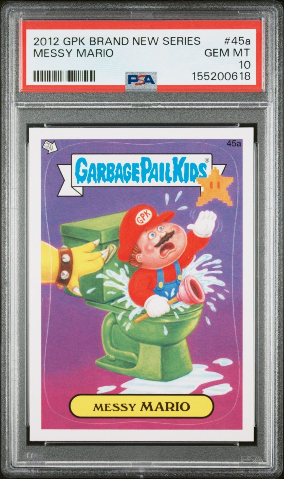 2012 Topps Garbage Pail Kids BNS1 MESSY MARIO 45a PSA 10 GEM Super Bros. NES SMB view 1