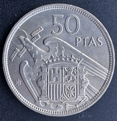 ¡Moneda Troquelada! 50 Pesetas 1957 (68) ¡SC! (Francisco Franco), Preciosa. - Imagen 1 de 4