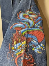 Vintage 1990s JNCO Skater jeans Wide Leg Dragon USA Pant 28x29"