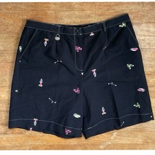 Vintage Golf Shorts Plus Size 1X 37-38" Waist 90s High Waist Embroidered Pockets