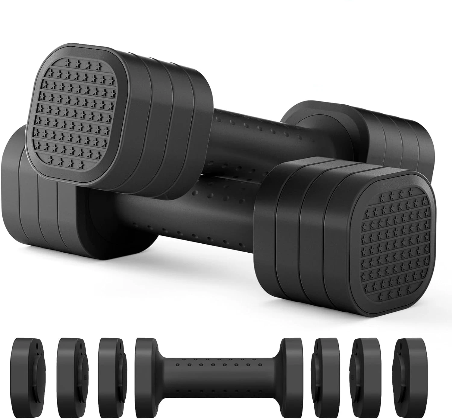 Zempox Adjustable Dumbbell Set 4 in 1 Free Weight Dumbbell Set for Women -Black