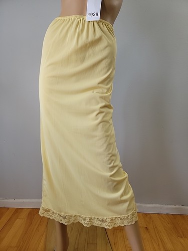 Vintage Gaymode Pennys Nylon Yellow Half Slip Lace Detail Size Small
