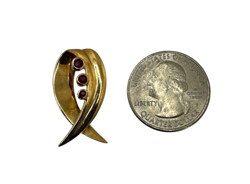 Solid 10K Yellow Gold Ruby Enhancer Slide Pendant - image 5