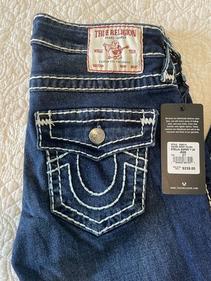 TRUE RELIGION WOMENS STELLA SUPER T SKINNY SLIM FIT DARK JEANS SIZE 27 NWT 