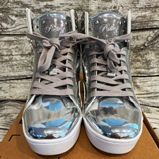 Pastry Silver Glitter Lace-Up High Top Sneakers Padded Textile Lining