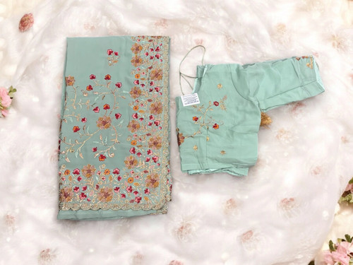 Trachten Designer Sari mit Fertigbluse, Kulturkleidung für Damen - Bild 3 von 16