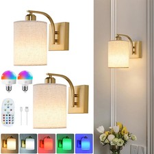 2X Battery Operated LED Wall Lights Indoor Wall Sconces RGB Dimmable LED Bulbs.