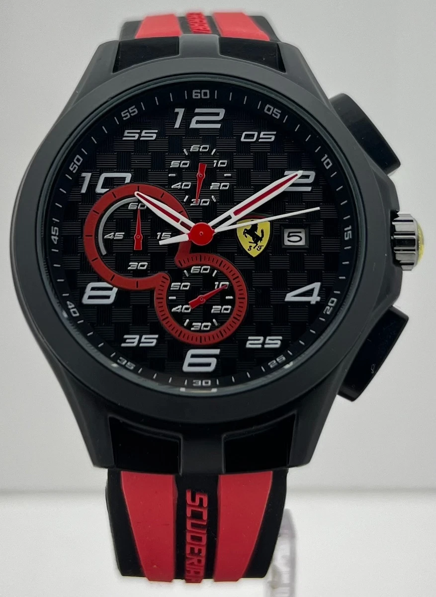 Scuderia Ferrari SF.02.1.47.0214 Mens Watch 42mm Black Red Rubber New Battery Ferrari Men Rubber Band Wristwatches for sale | eBay main image 4