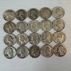Lot Of 20 90 % Junk Silver Washington Quarters Pre-1965 Circulated $5 Face