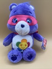 Care Bears Harmony Bear Purple Plush 8" Superhero Friends Just Play 2017 NOS