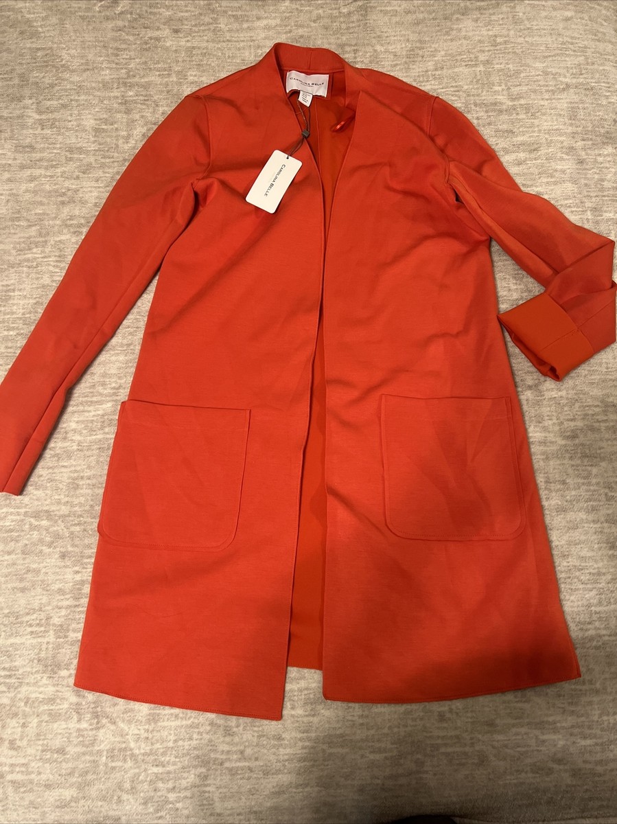 Carolina Belle Montreal Oversize Orange Open Front Blazer Jacket Size XS  Career