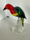 Vintage Murano Style Hand Blown Art Glass Parrot Bird Paperweight