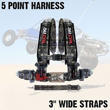 5 Point Safety Harness 3 Inch Padded Seat Belt Latch Lock Sternum Strap Camo 5 Point Safety Harness 3 Inch Padded Seat Belt Latch Lock Sternum Strap Camo