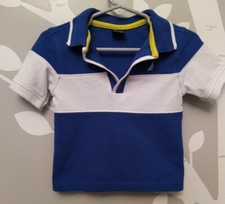 Nautica Baby/Toddler Boy Blue And White Striped Polo Shirt 24 Months