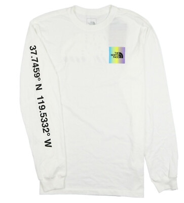 THE NORTH FACE Distorted Half Dome Long Sleeve Shirt sz L Large White Purple