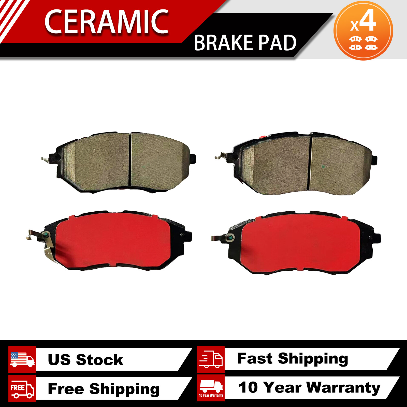 Front Ceramic Brake Pads D1078 Fit for Subaru Legacy 2005-2016 Outback 2010-2016