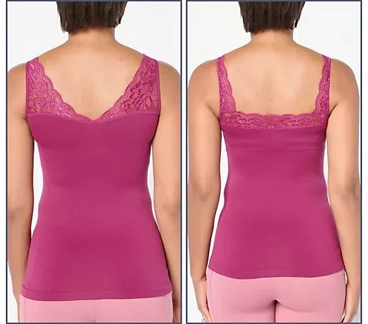 Breezies Curvas Naturales Encaje Sin Costuras Reversible Cami Berry Grande A647770 Foto 2 de 3
