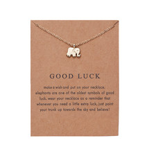 Good Luck Elephant Friendship Family Love Gold Women Lady Card Necklace Gift UK