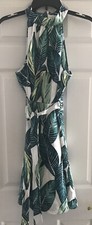 Shein Choker Sleeveless Green White Floral Dress Size Large (8/10) Casual Summer
