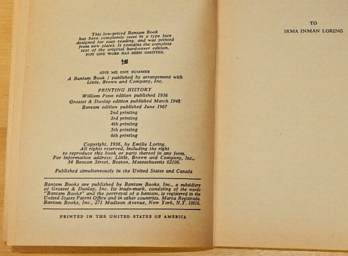 Emilie Loring GIVE ME ONE SUMMER PB Romance Suspense Mystery Novel 1967 Bantam - Picture 5 of 7