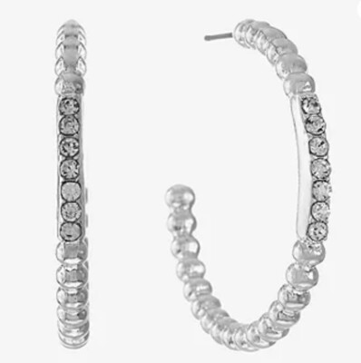 Silver Tone Round Hoop Earrings