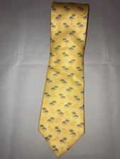 Tommy Hilfiger Yellow Blue Palm Trees Tropical Pattern 100 Silk Men's Neck Tie