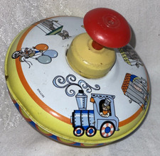 Vintage Ohio Art Tin Litho Toy Top Circus Animals Elephant Giraffe Lion Tiger