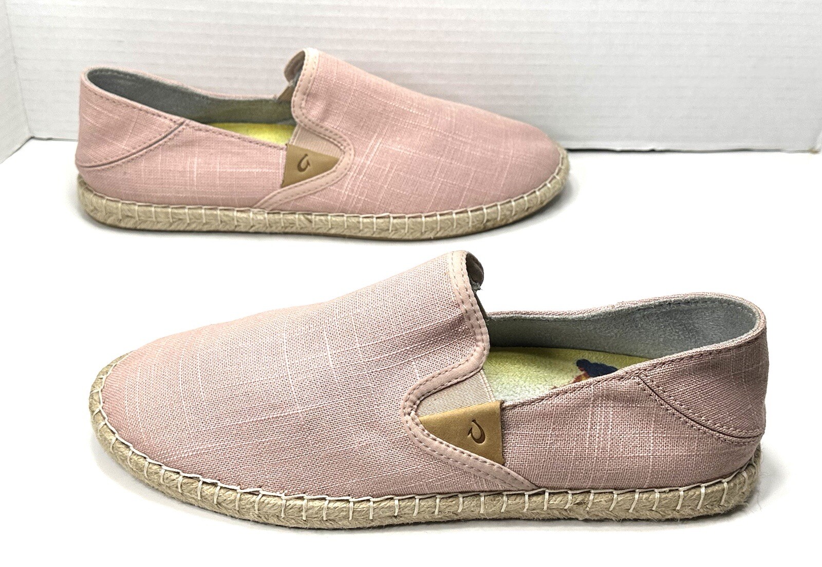 Olukai Womens Pink Linen Espadrille Slip On Shoes Size 9.5 US New-image