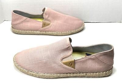 Olukai Flats Pink Linen Espadrilles Women's Slip On Shoes Size