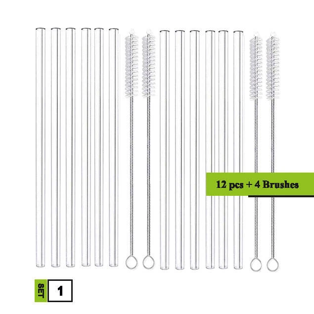 Glas Trinkhalme 21,5 cm Strohhalme 15cm Waschbar Cocktail Glashalme Bunt Klar 