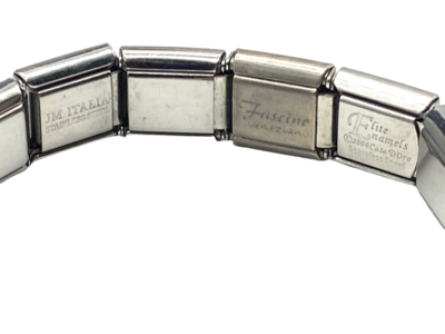 Modulo Charm Italiano Quiges 9mm In Acciaio Inox – Babbo Natale Con Strass Per Bracciali A Maglie - 3