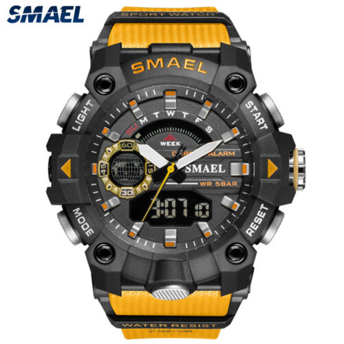 SMAEL Men Digital Sport Watch Fashion Big Dial Military Stopwatch LED Wristwatch - Afbeelding 1 van 19