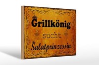 Holzschild Spruch 30X20 Cm GrillköNig Salatprinzessin Deko Schild Wooden Sign