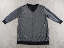 Shein Curve Womens Dress 1XL Gray V-Neck Long Sleeve Polyester Spandex