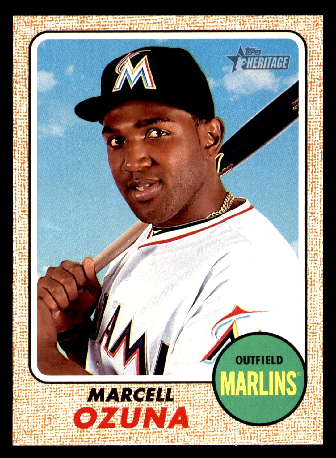 2017 Topps Heritage Marcell Ozuna SP #455 Miami Marlins Baseball Card