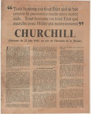 Winston S. Churchill - speech of June 22, 1941 printed in French, air dropped