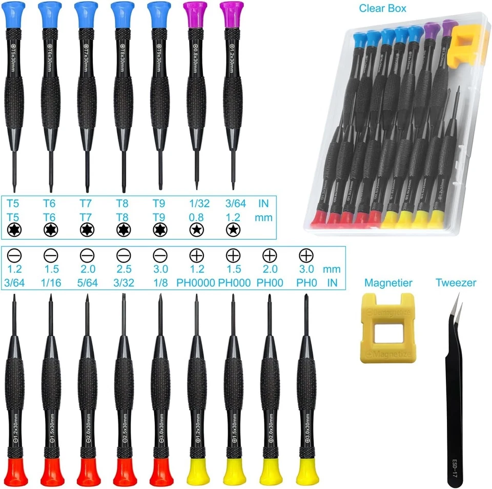 18PCS Mini Precision Screwdriver Set With Case, Lengnoyp Magnetic Small Flathead - Image 2 of 4