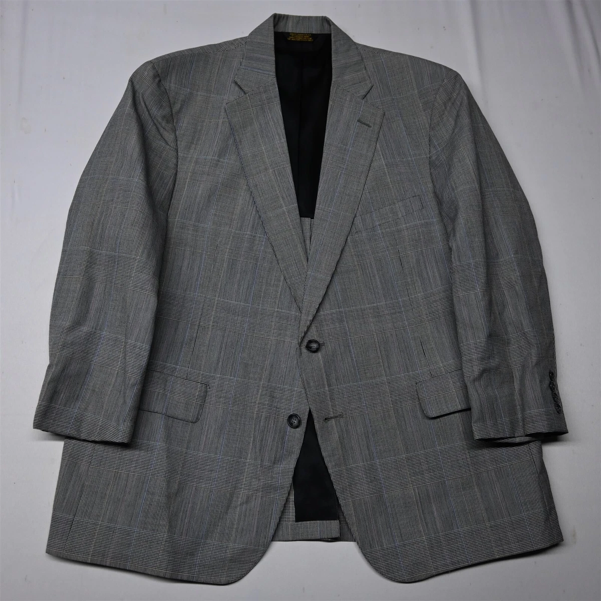 Vtg USA Made Palm Beach 48R Gray Glenn Check Mens Blazer Suit