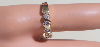 VINTAGE 14KT YG SAUBERER DIAMANT RING MIT 7 DIAMANTEN GRÖSSE 7,5